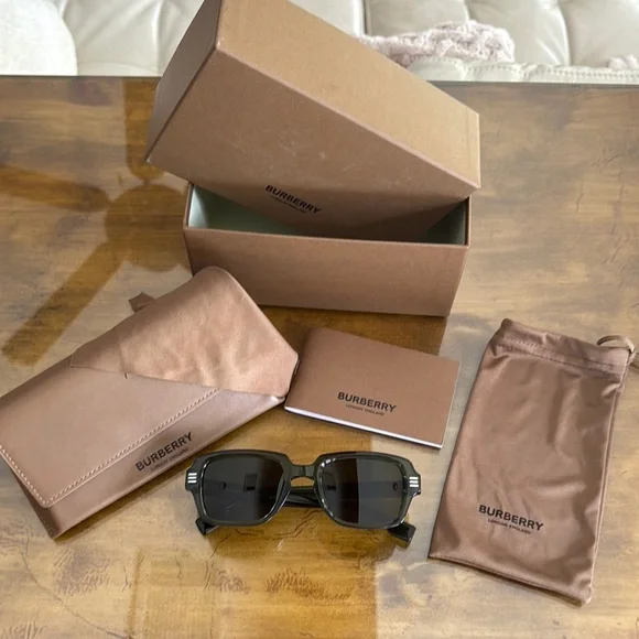 NIB Burberry Eldon Green 0BE4349 Sunglasses with Brown Case 